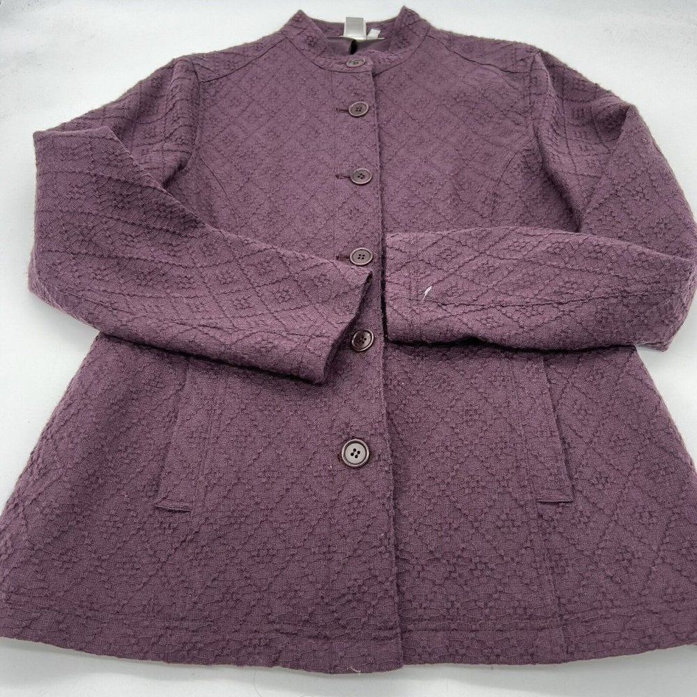 Isabella Bird Textured Purple Wool Blend Career Jacket Women's Size 4